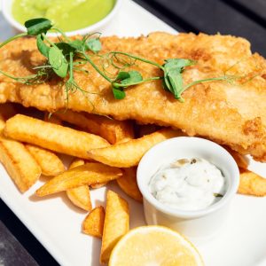 Fish and Chips with peas